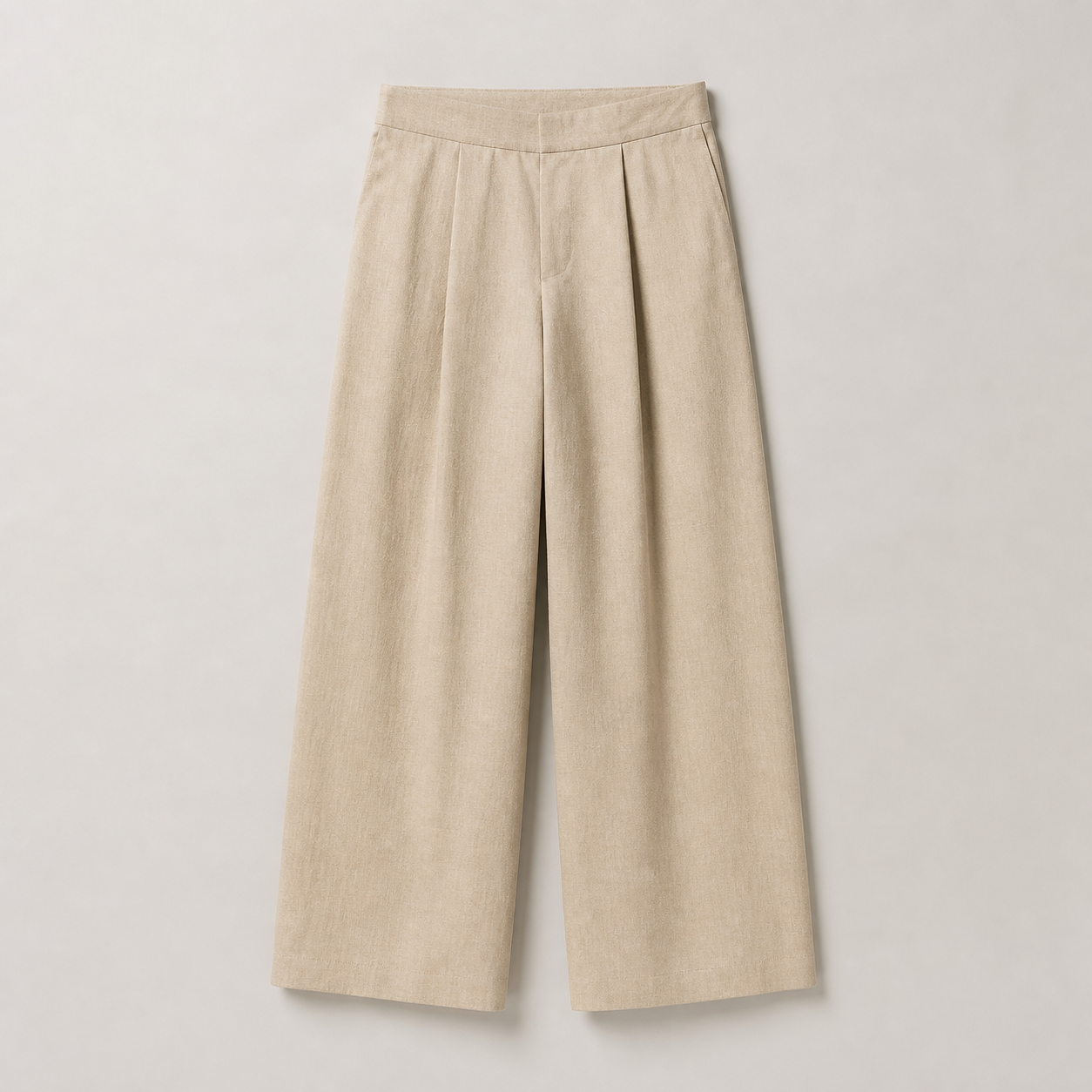 Oat beige wide-leg trousers